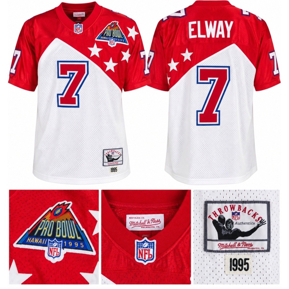 Mitchell & Ness 1995 NFL AFC Pro Bowl John Elway #7 Throwback Jersey Mens 52 Red